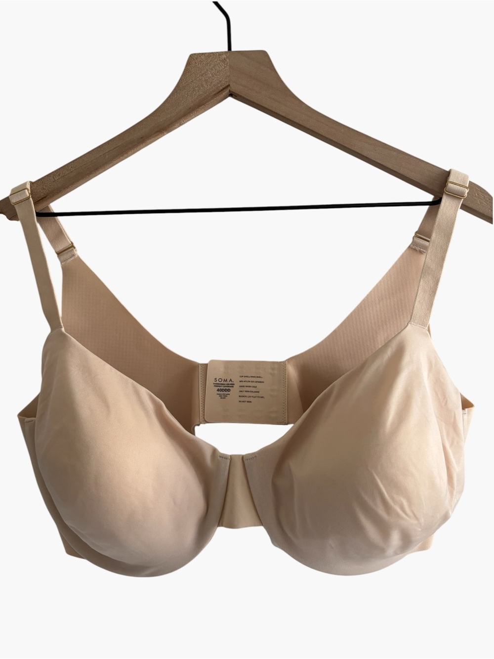 Soma Vanishing Unlined Perfect Coverage Bra Underwire Nude Beige 40DDD